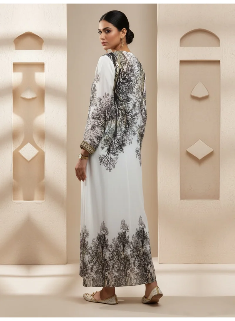 Alaya Women Floral Embroidered Chiffon Jalabiya-AL3830